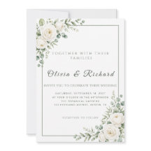 Faire-part de mariage floral rose blanc et vert sa