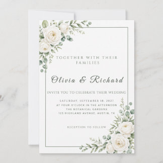 Faire-part de mariage floral rose blanc et vert sa