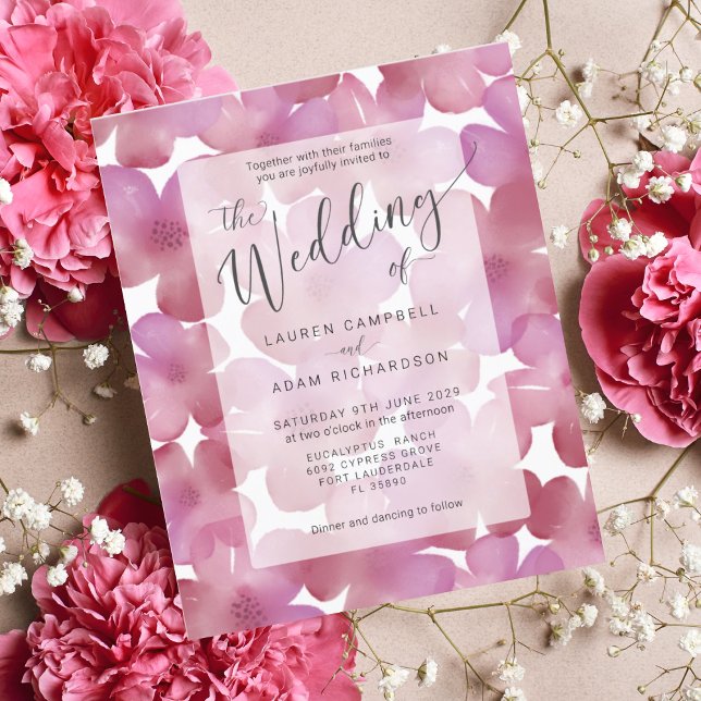 Faire-part de mariage floral rose blush Bohème de  (Créateur téléchargé)