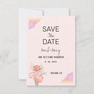 Faire-part de mariage floral rose bordure en forme