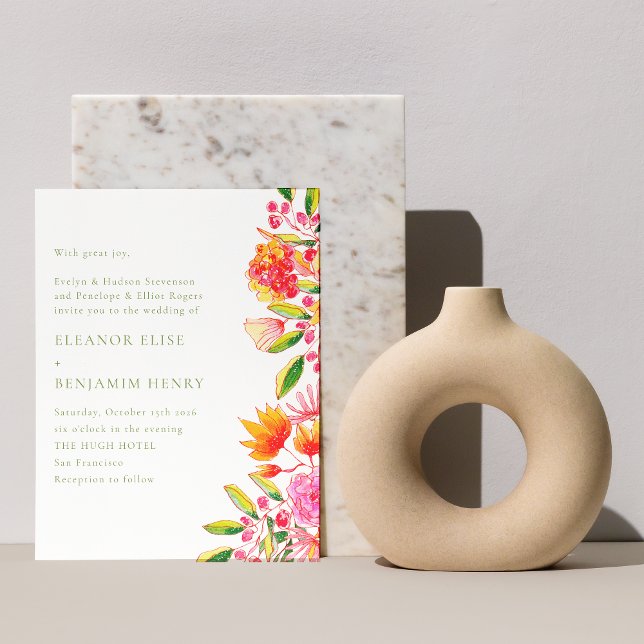 Faire-part de mariage floral rose budget (Créateur téléchargé)