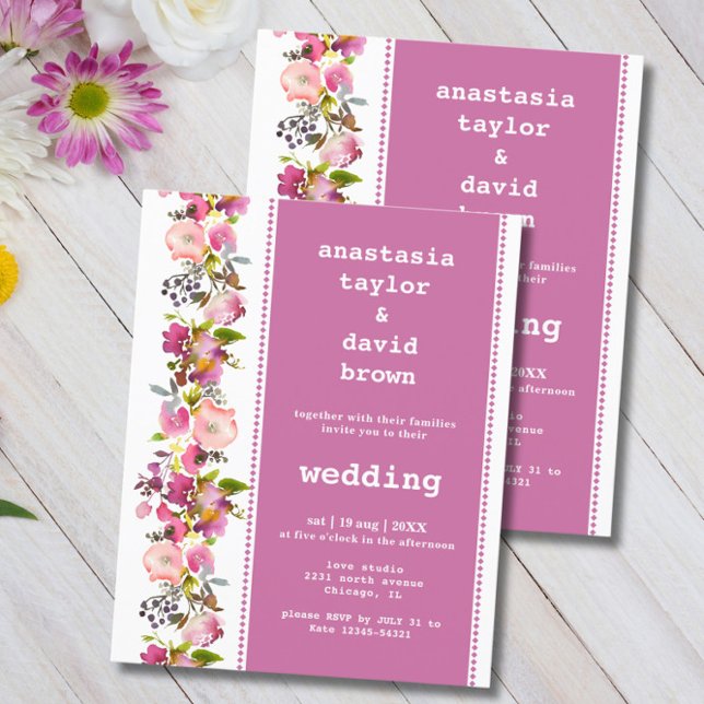 Faire-part de mariage floral rose budget (Créateur téléchargé)