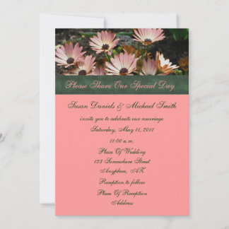 Faire-part de mariage floral rose de marguerites
