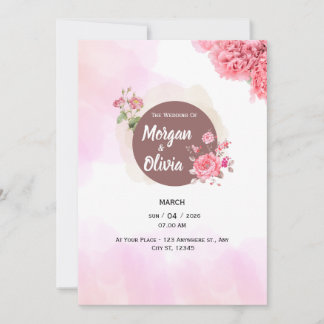 Faire-part de mariage floral rose élégant