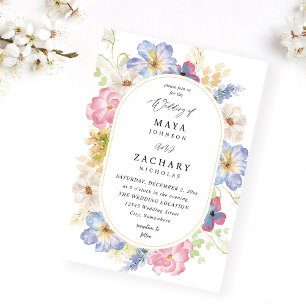 Faire-part de mariage Floral rose et violet blanc