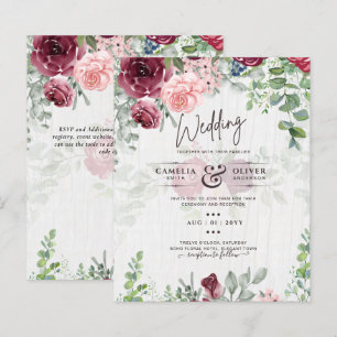 Faire-part de mariage floral rose poudré de Bourgo