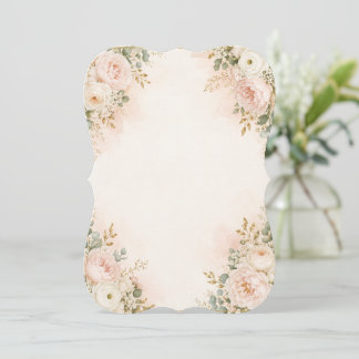 Faire-part de mariage floral rose poudré et ivoire
