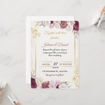 Faire-part de mariage floral rose poussiéreux roma