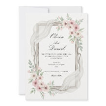 Faire-part de mariage floral rose tendre