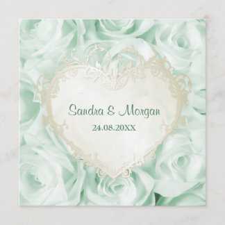 Faire-part de mariage floral Rose vert à la menthe