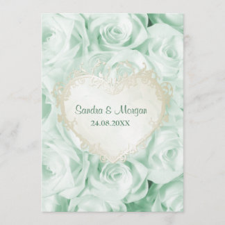 Faire-part de mariage floral Rose vert à la menthe