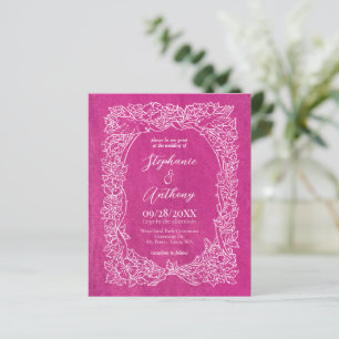 Faire-part de mariage floral rose vif de budget