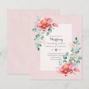 Faire-part de mariage Floral rouge à faible budget