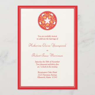 Faire-part de mariage floral rouge de tuiles