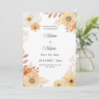 Faire-part de mariage floral rustique 