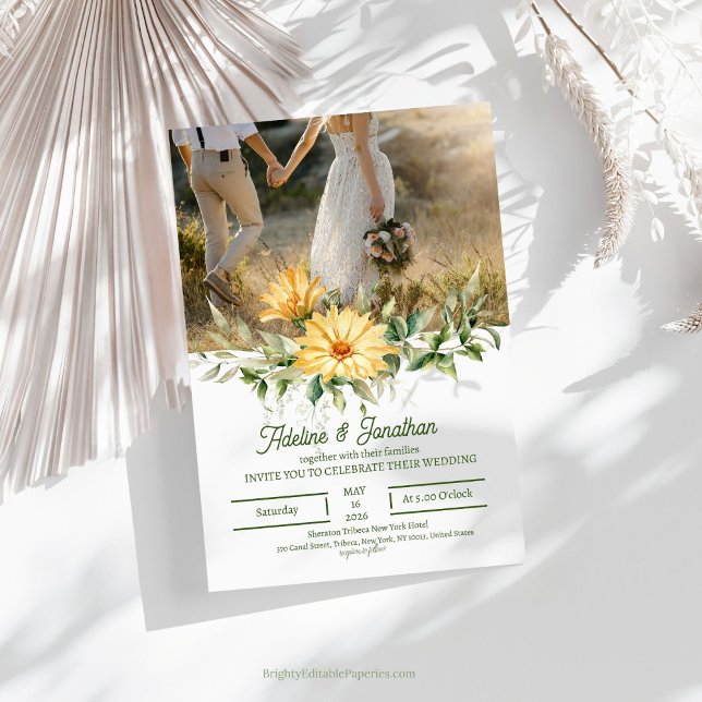 Faire-part de mariage floral rustique (Créateur téléchargé)