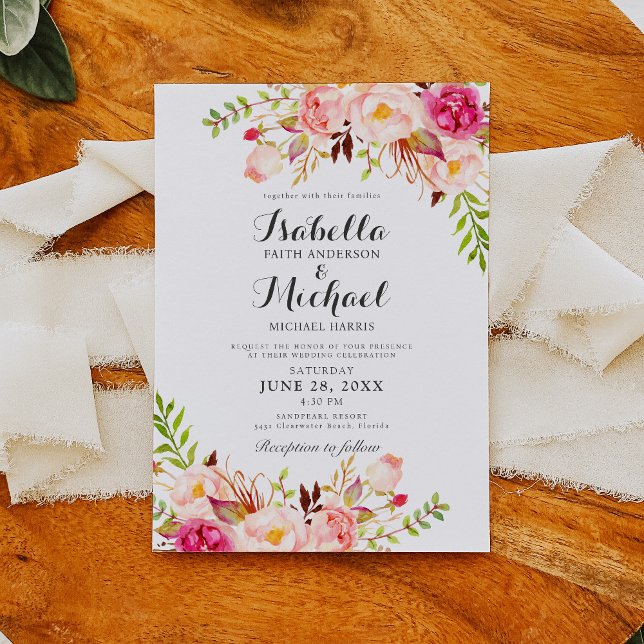 Faire-part de mariage floral rustique (Créateur téléchargé)