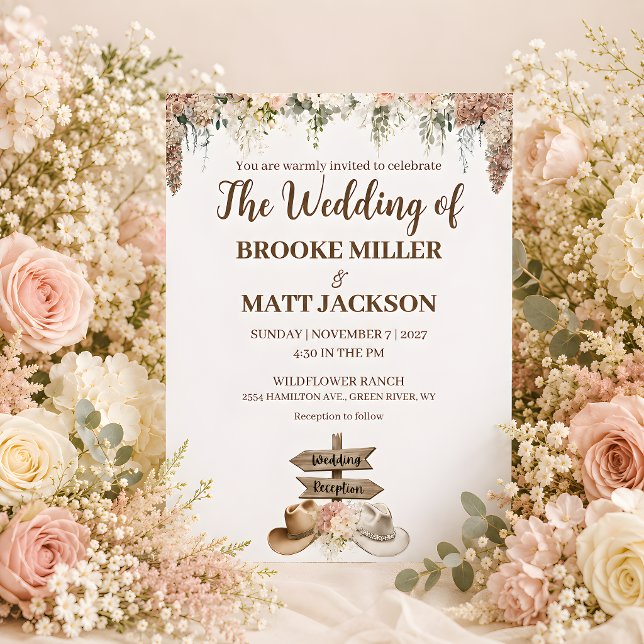 Faire-part de mariage floral rustique à voix douce (Softly Spoken Rustic Floral Wedding Invitation)