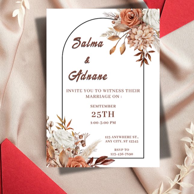 Faire-part de mariage floral rustique – Élégance t (Créateur téléchargé)