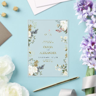 Faire-part de mariage floral rustique en acrylique