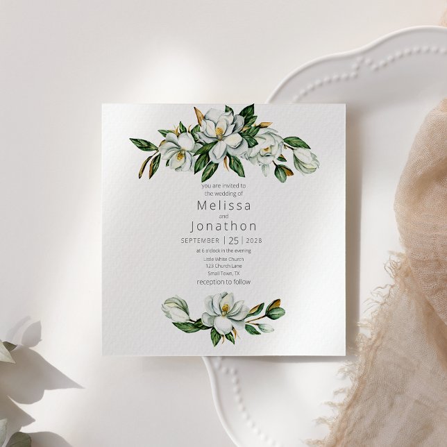 Faire-part de mariage floral rustique Magnolia bla (Créateur téléchargé)