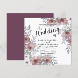 Faire-part de mariage Floral Rustique Orange Brûlé