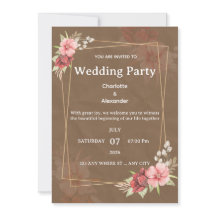 Faire-part de mariage floral rustique rose
