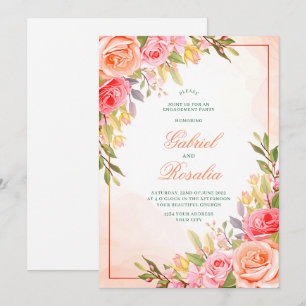 Faire-part de mariage floral rustique rose rose bl