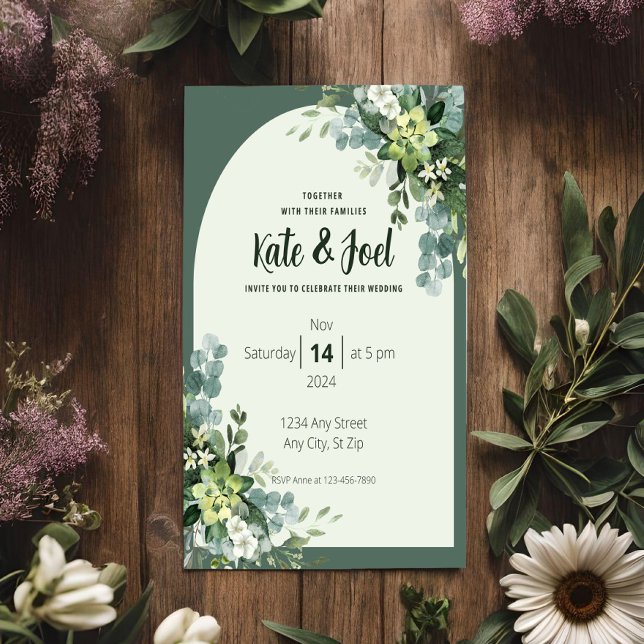 Faire-part de mariage floral rustique simple (Créateur téléchargé)