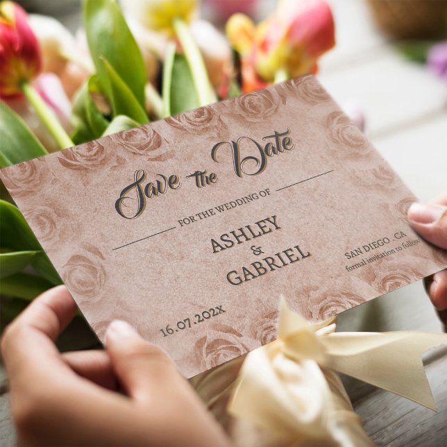 Faire-part de mariage floral rustique vintage (Vintage Floral Rustic Wedding Save The Date)