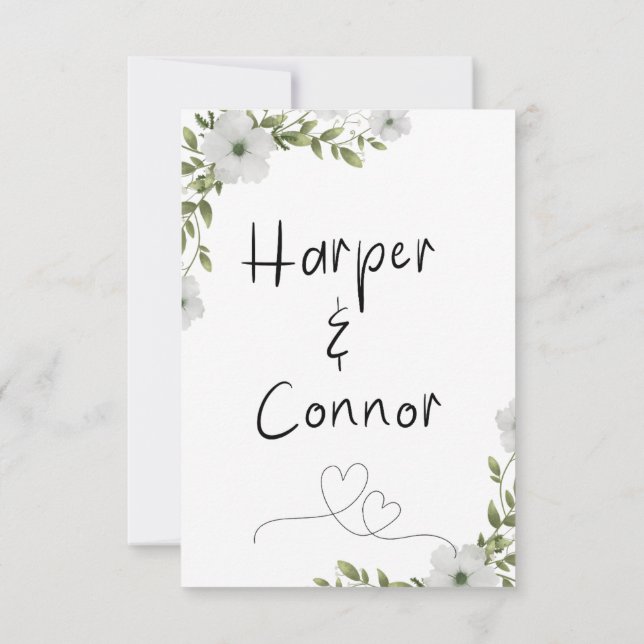 Faire-part de mariage Floral Sage, mariage botaniq (Dos)