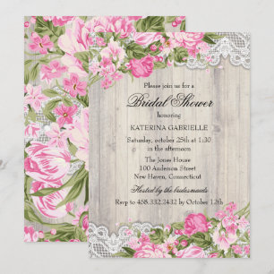 Faire-part de mariage Floral Shabby Chic et dentel