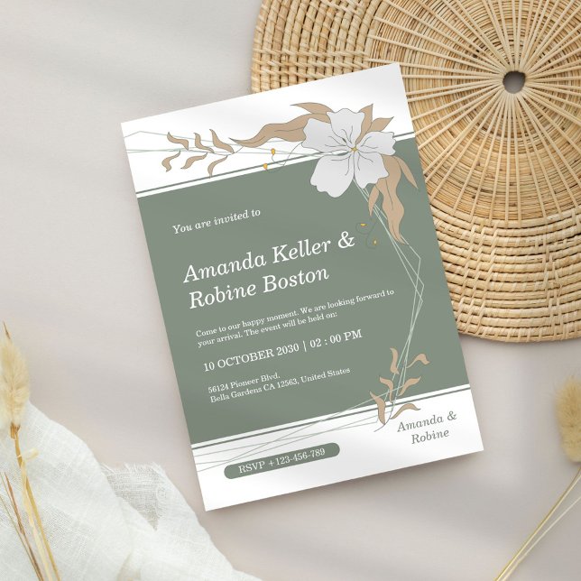 Faire-part de mariage floral simple et élégant (Créateur téléchargé)