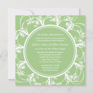 Faire-part de mariage floral soigné (vert)