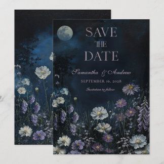 Faire-part de mariage floral sombre Cosmos de minu