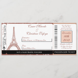 Faire-part de mariage Floral Spiral Boarding Pass