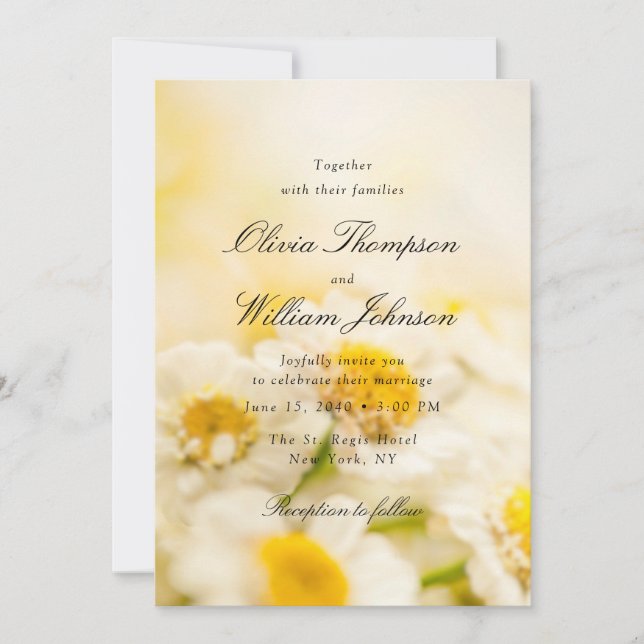 Faire-part de mariage floral Sunny Daisy Romantiqu (Devant)