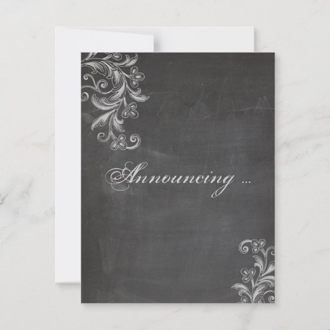 Faire-part de mariage floral tableau noir (Devant)