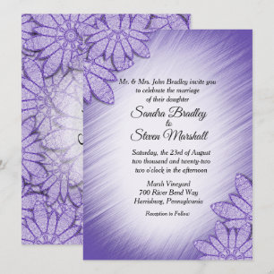 Faire-part de mariage floral teinté d'ultraviolet