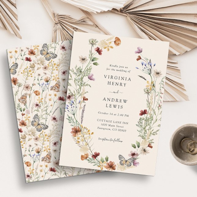 Faire-part de mariage Floral Terracotta (Elegant Boho Wildflowers Wedding Invitations by Painted Paperie
)