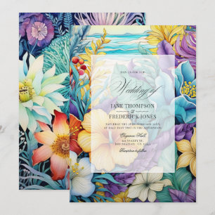 Faire-part de mariage floral Tons de plage pour l'