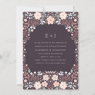 Faire-part de mariage floral tourbillonnant