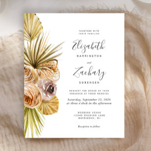Faire-part de mariage floral tropical bohème à pet