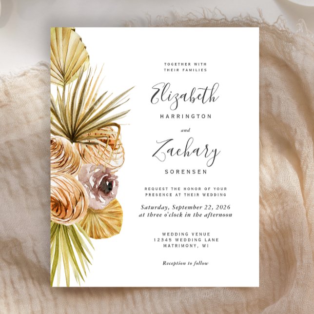Faire-part de mariage floral tropical bohème à pet (Créateur téléchargé)