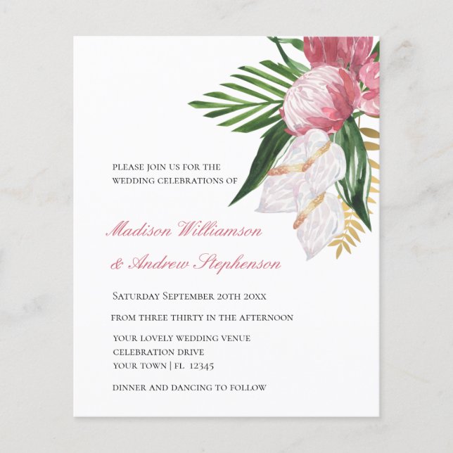 Faire-part de mariage floral tropical paradis sur  (Devant)