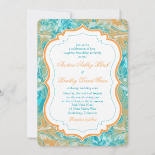 Faire-part de mariage floral Turquoise et orange v