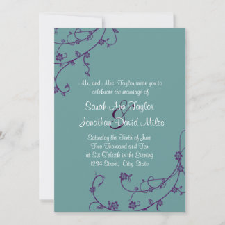 Faire-part de mariage floral Turquoise et violet