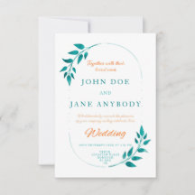 Faire-part de mariage Floral turquoise & Orange