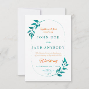 Faire-part de mariage Floral turquoise & Orange