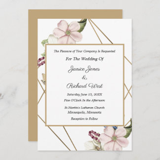 Faire-part de mariage Floral Versé Or Rose